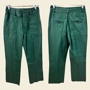 NWOT LAURENCE BRAS GREEN 100% COTTON TWILL PANT US Size 8 / French Size 38